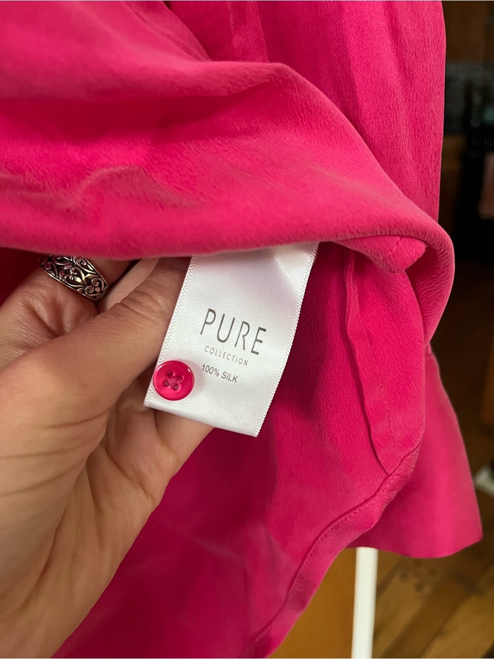 Pink silk button up - Picture 6 of 6